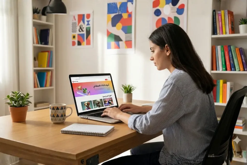 واجهة أدوات الذكاء الاصطناعي لتصميم وإدارة المحتوى في العمل الحر