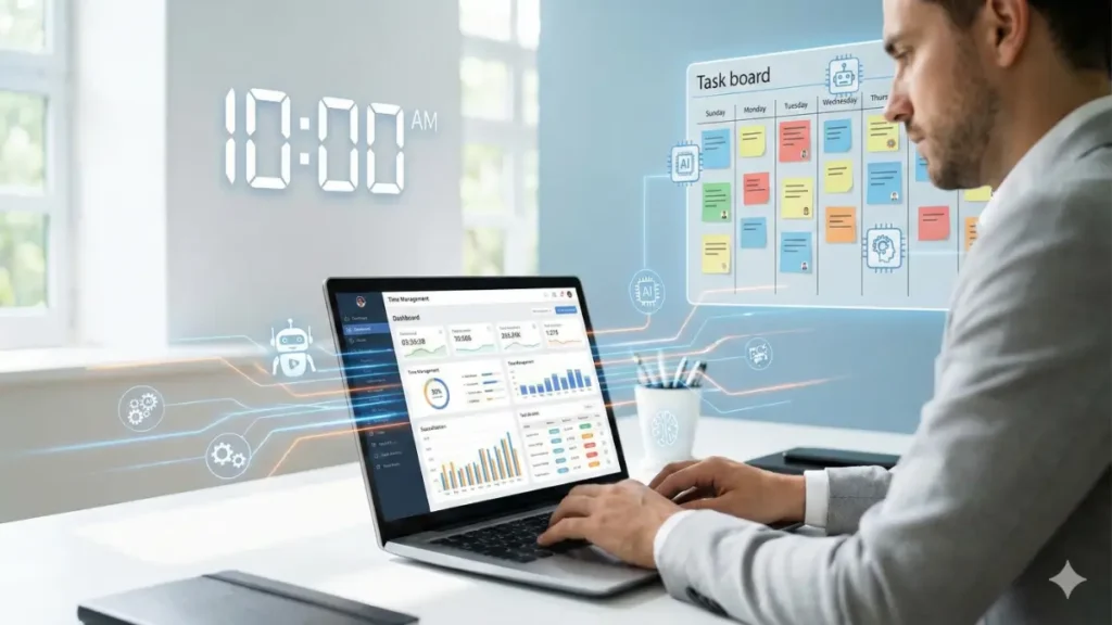 إدارة الوقت بالذكاء الاصطناعي باستخدام أدوات حديثة لزيادة الإنتاجية