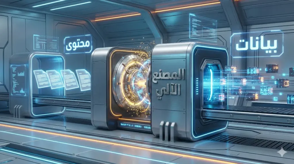 مصنع محتوى رقمي آلي يحول البيانات الخام إلى مقالات جاهزة.