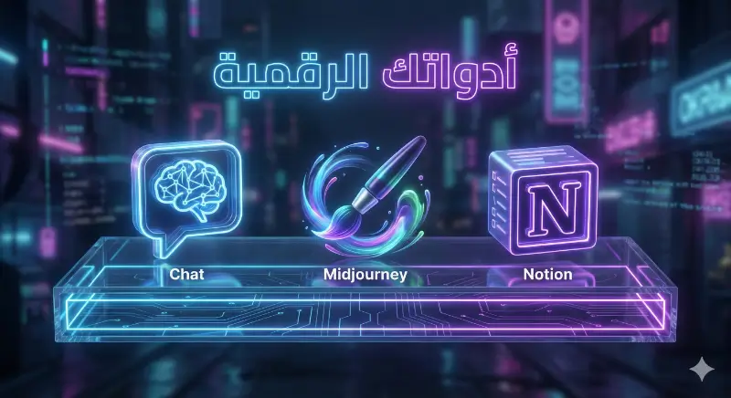 أهم أدوات المستقل: شات جي بي تي للكتابة، ميدجورني للتصميم، ونوشن للتنظيم.