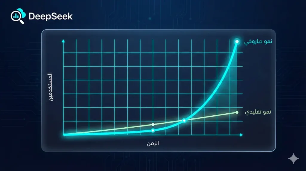 رسم بياني خطي يوضح القفزة الهائلة في أعداد المستخدمين خلال فترة زمنية قصيرة.