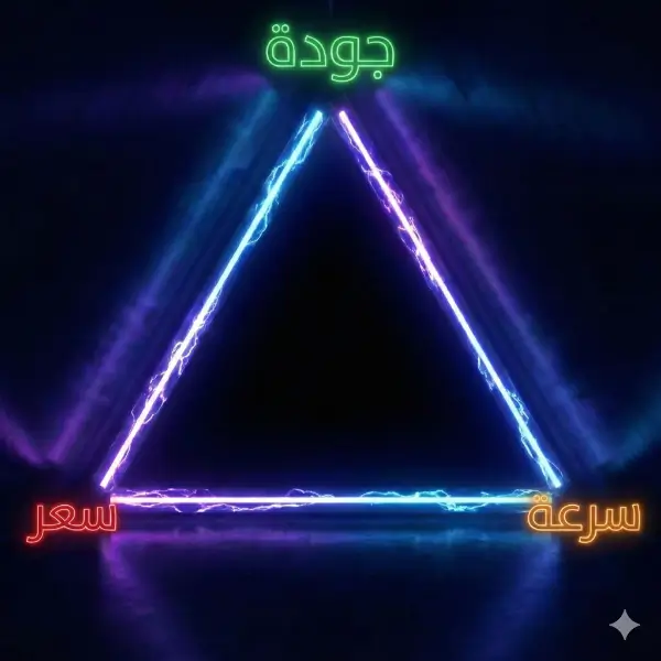 مثلث إدارة المشاريع يوضح استحالة الجمع بين الجودة العالية والسرعة والسعر الرخيص.