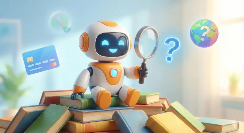 روبوت يبحث عن إجابات لأسئلة حول البنوك واللغات في العمل الحر.