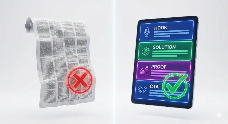 الفرق بين عرض العمل الممل وعرض العمل الذي يستخدم استراتيجية الخطاف.