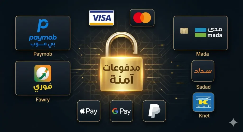 شعارات بوابات الدفع مدى وفوري وبيموب للتطبيقات