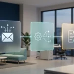 تمثيل بصري لمسار Workflow بسيط يبدأ بمدخل واضح وينتهي بنتيجة عملية للعميل بدون برمجة